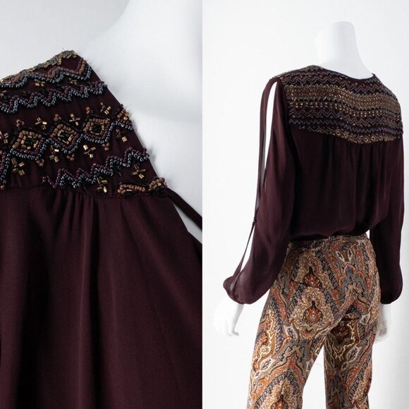 NWT Haute Hippie Beaded Silk Tunic, size small - Picture 5 of 12